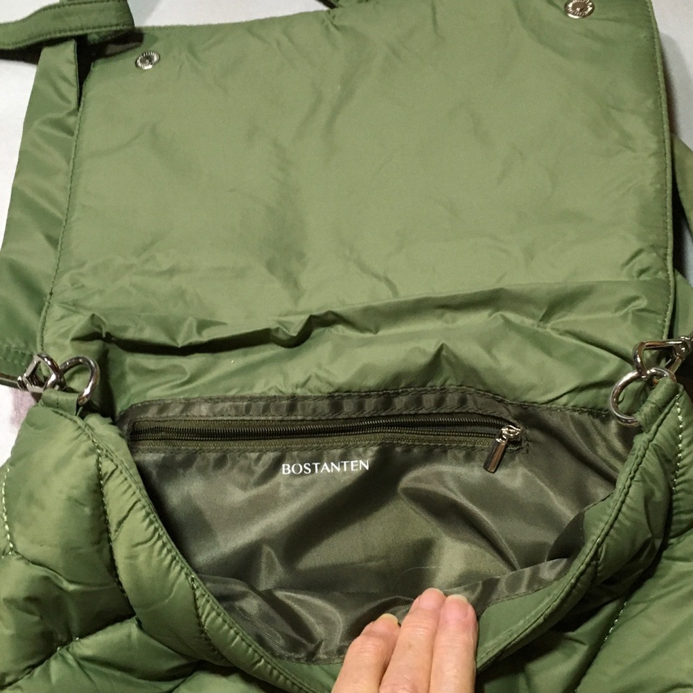 Quilted Olive Puffy Crossbody Bag - Picture 2 of 5